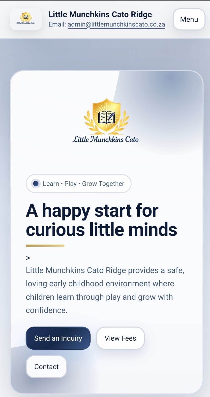 Little Munchkins Cato Ridge mobile website view
