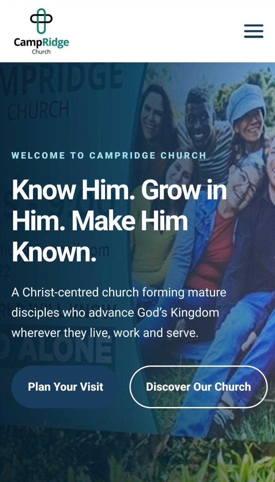 CampRidge Church mobile website view